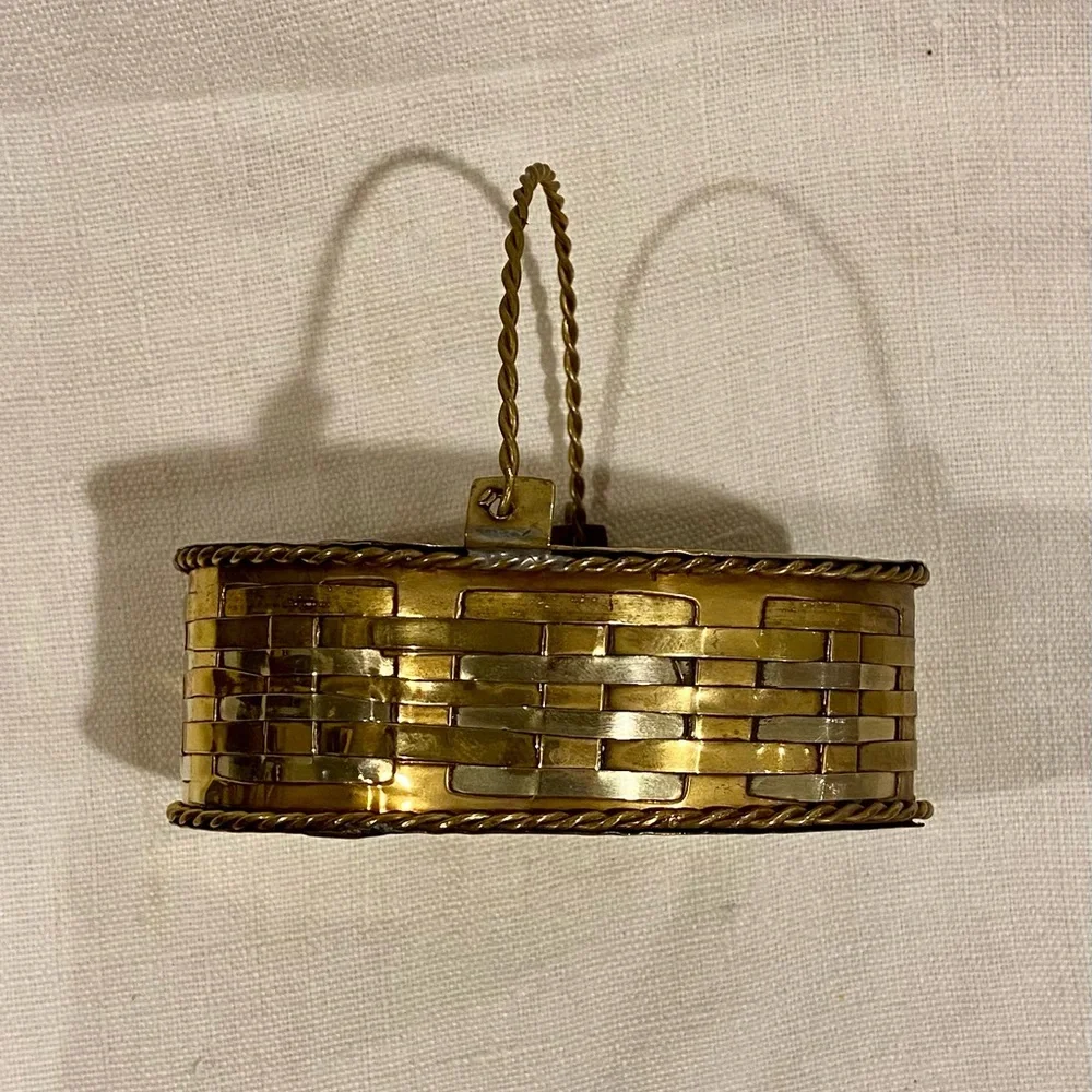 Vintage mini brass basket - trinket box